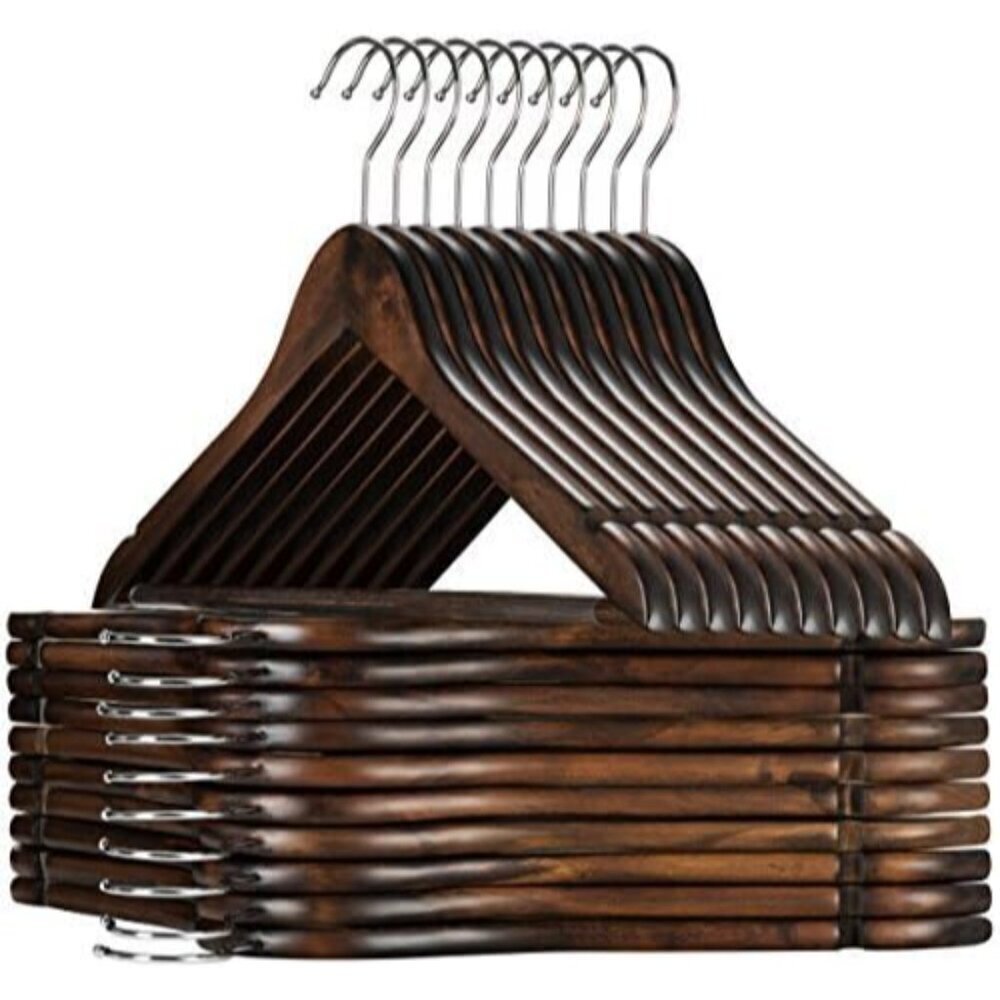 Wooden Hangers - 20 Pack, Heavy Duty, Non Slip Wood Hangers for Coats